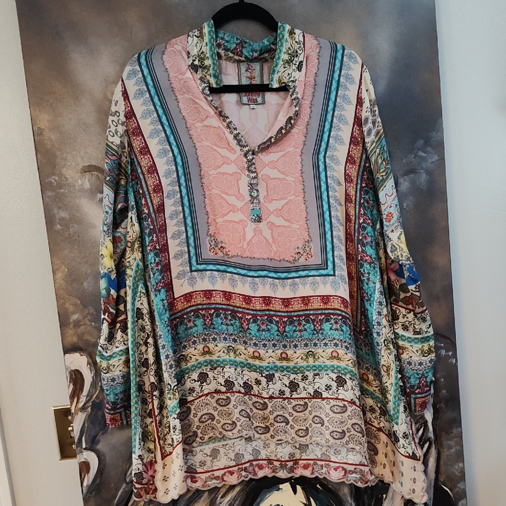 Johnny Was Pink and Blue Patterned Tunic